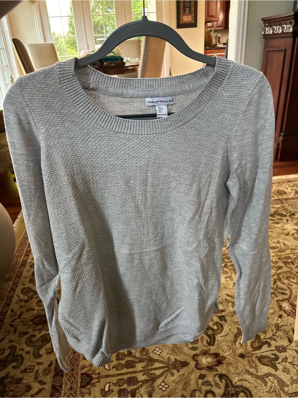 Light Gray Textured Knit Sweater